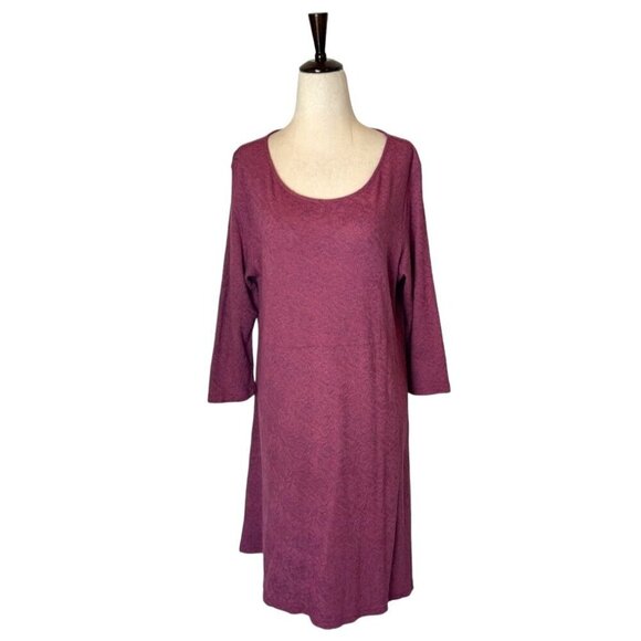 Cut Loose Dress‎ Women Large Pink Mauve Lace Like Pattern Long Sleeve Mini Boho - Picture 1 of 9